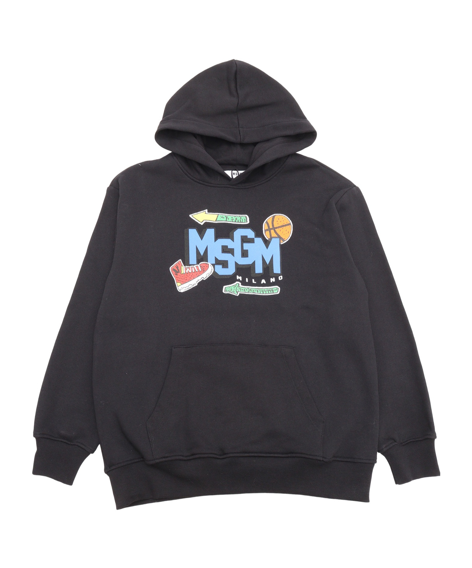 Shop Msgm Hooded Sweater In Black