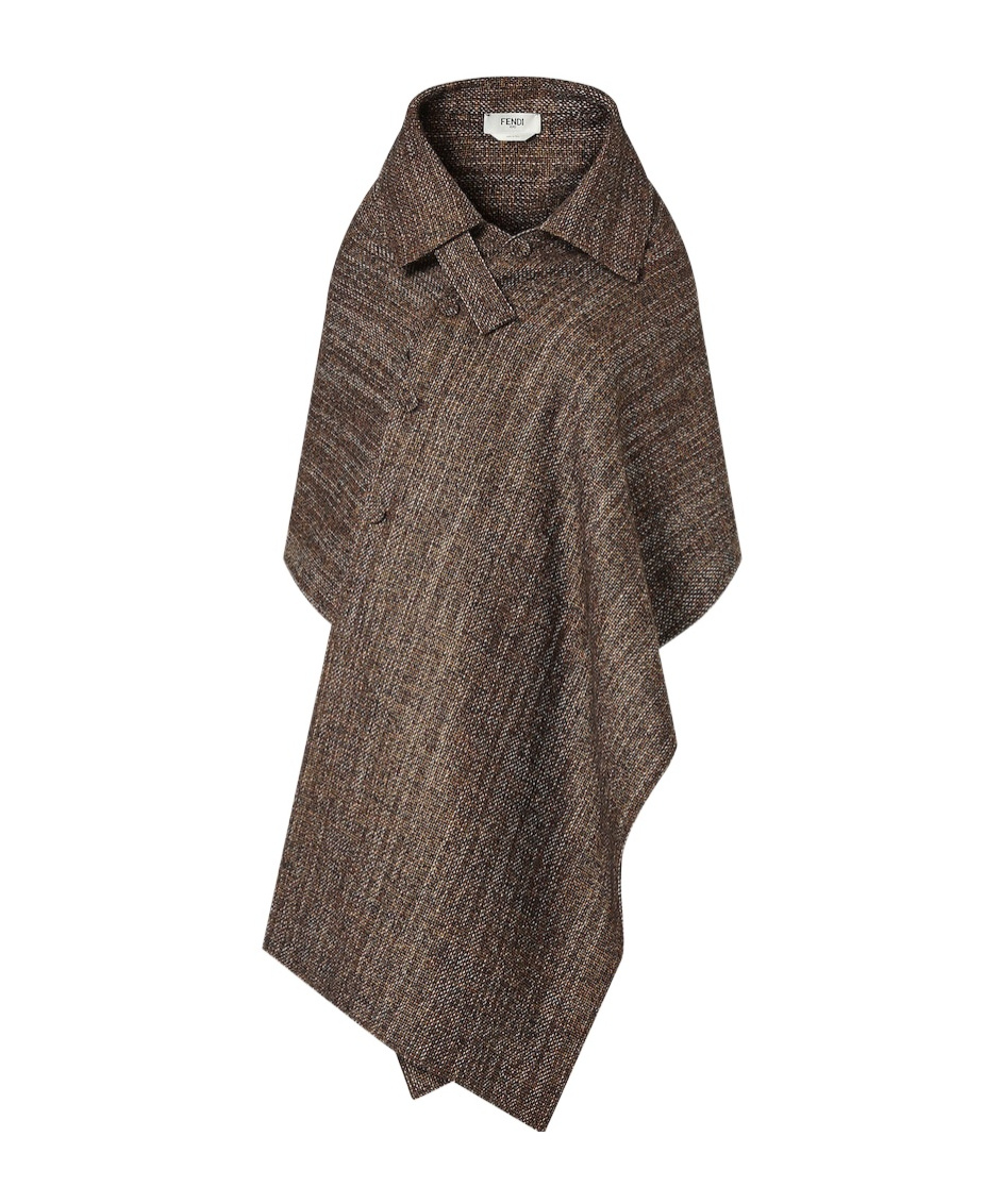 Fendi Rust Wool And Alpaca Cape In Brown