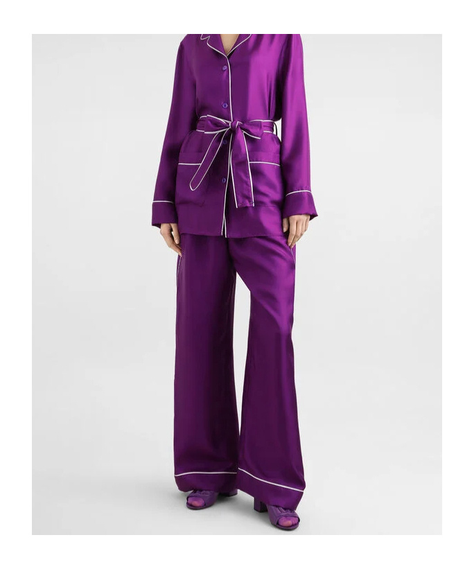 Dolce & Gabbana Silk Twill Vanity Pants In Purple
