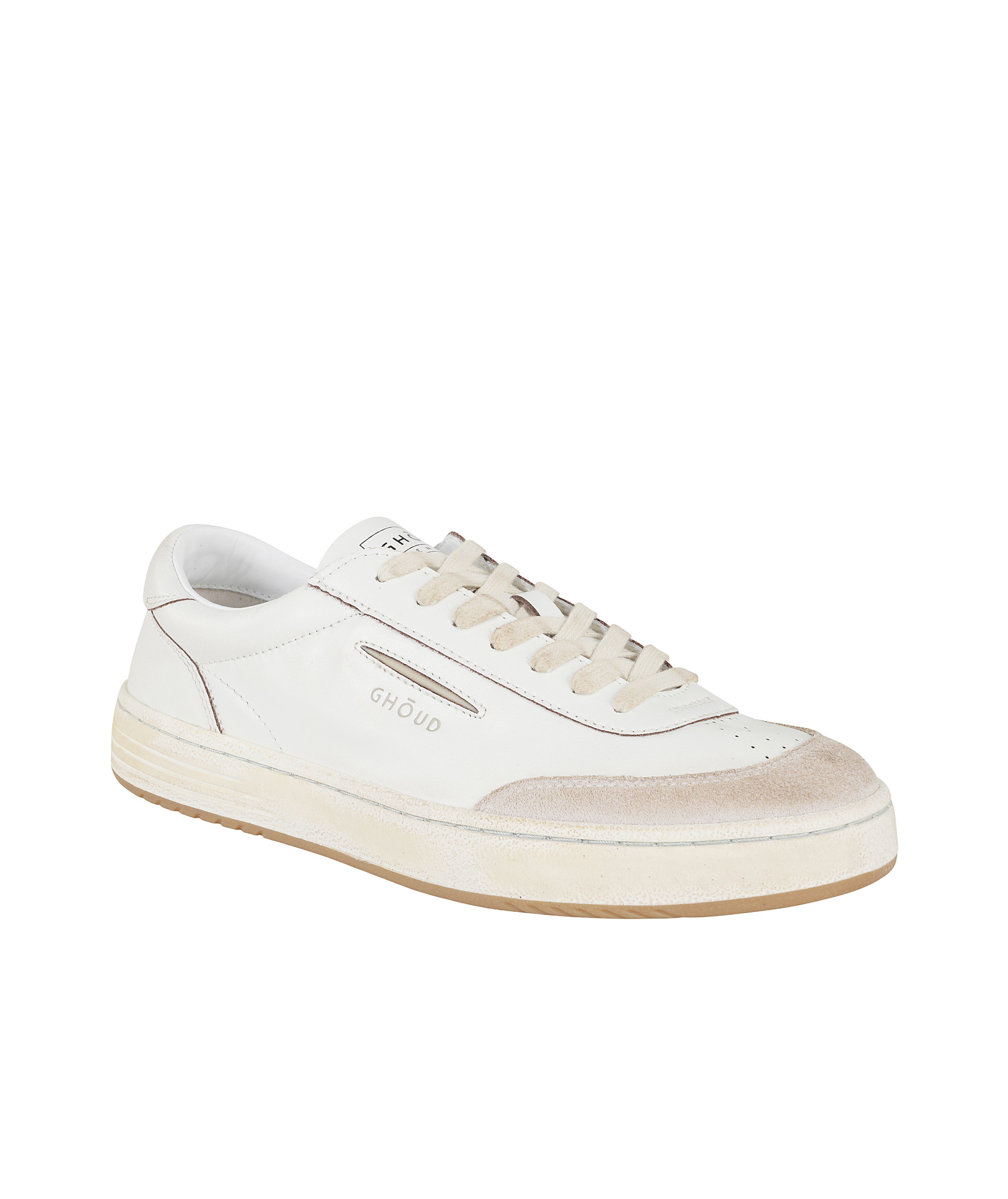 Ghoud Lido Low Sneakers In White Leather And Suede In White