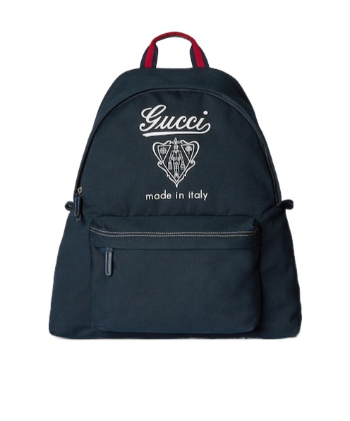 Gucci Medium Printed Canvas Backpack In Dark Blue
