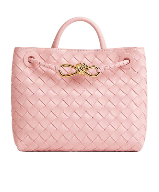 Bottega Veneta Small Andiamo Intrecciato Shoulder Bag In Rosy