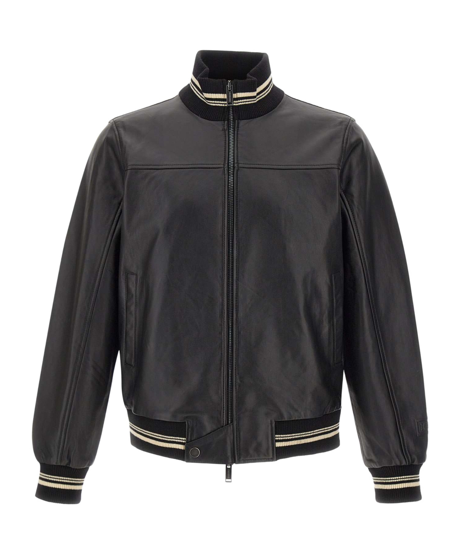 Iceberg High Neck Zipped Bomber Jacket In Black