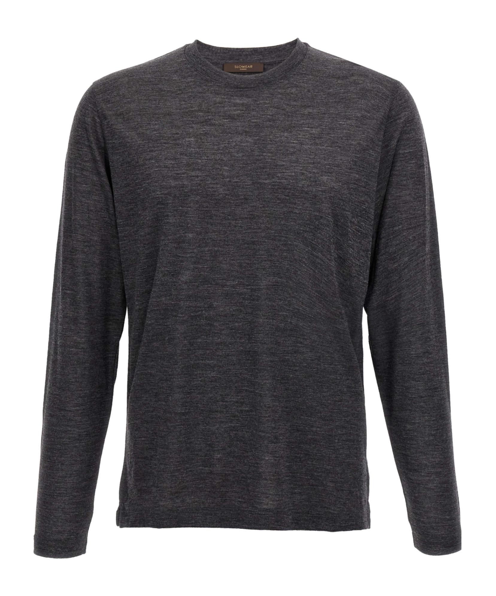 Zanone Heathered Grey Crewneck Wool Sweater With Classic Fit