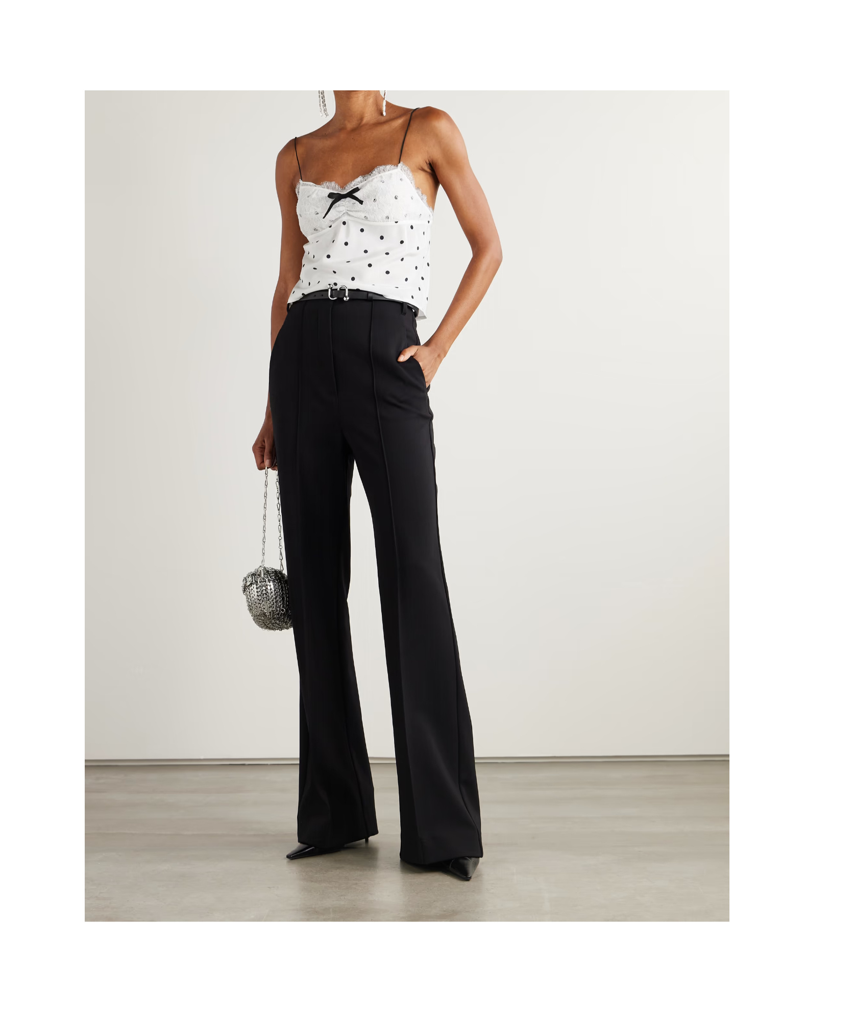 Alessandra Rich Polka Dot Suspenders In White