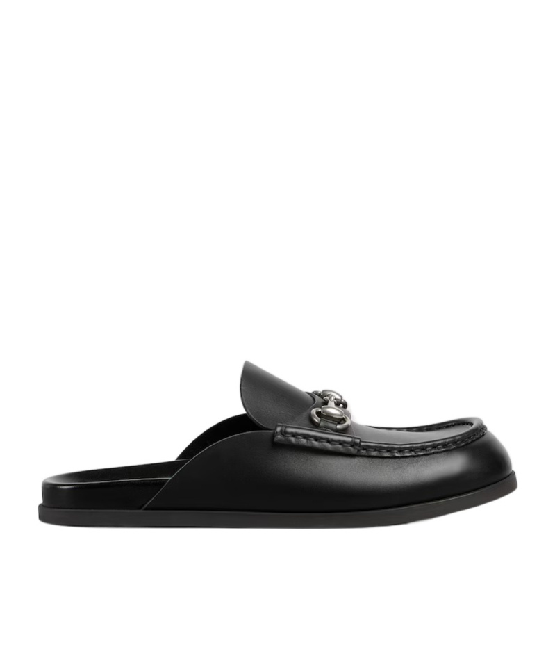 Gucci Horsebit Leather Mules In Black