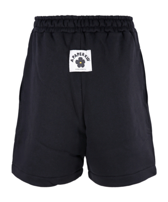 A Paper Kid Drawstring Casual Shorts In Black