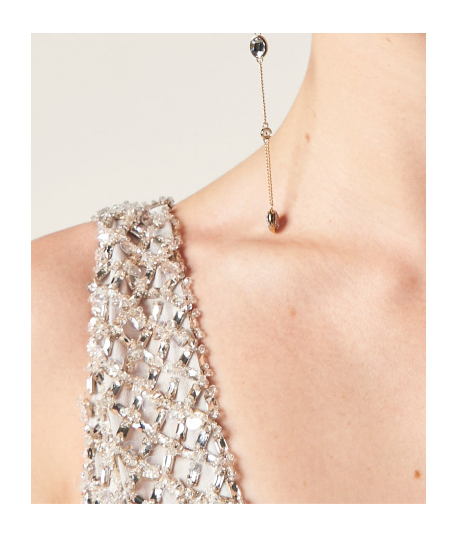 Miu Miu Embellished Midi Chiffon Dress In Nude