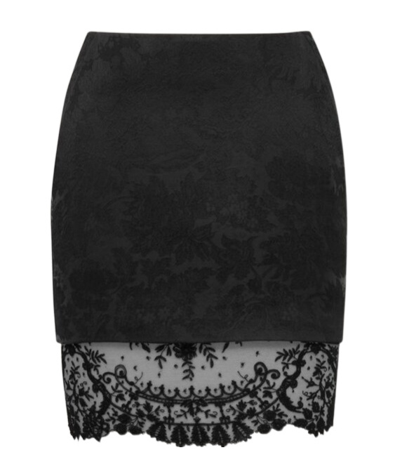 Saint Laurent Lace-trimmed Wool-jacquard Mini Skirt In Black