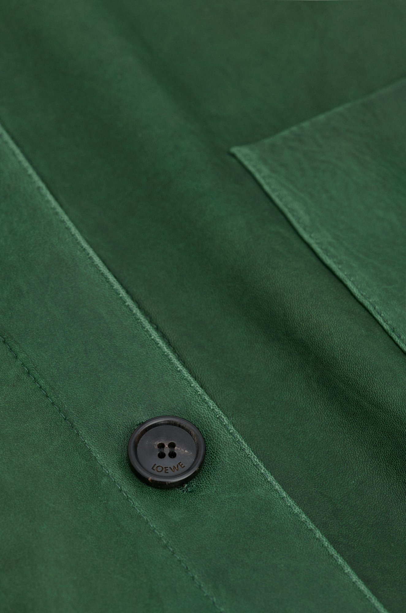 Loewe Long-sleeved Leather Jacket In Green