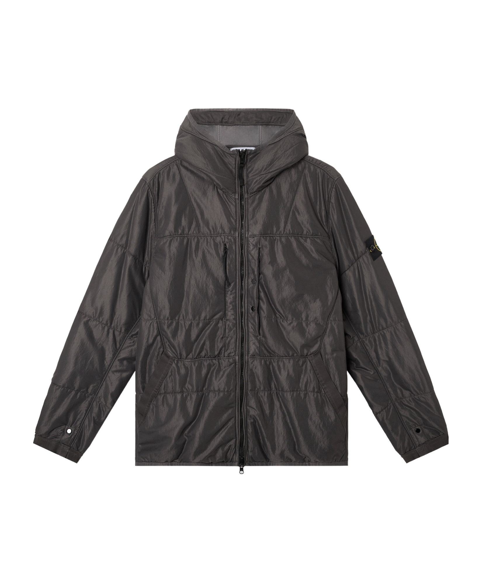 Stone Island Double-sided Quilted Hooded Drop Resistance Jacket In Charcoal-grey
