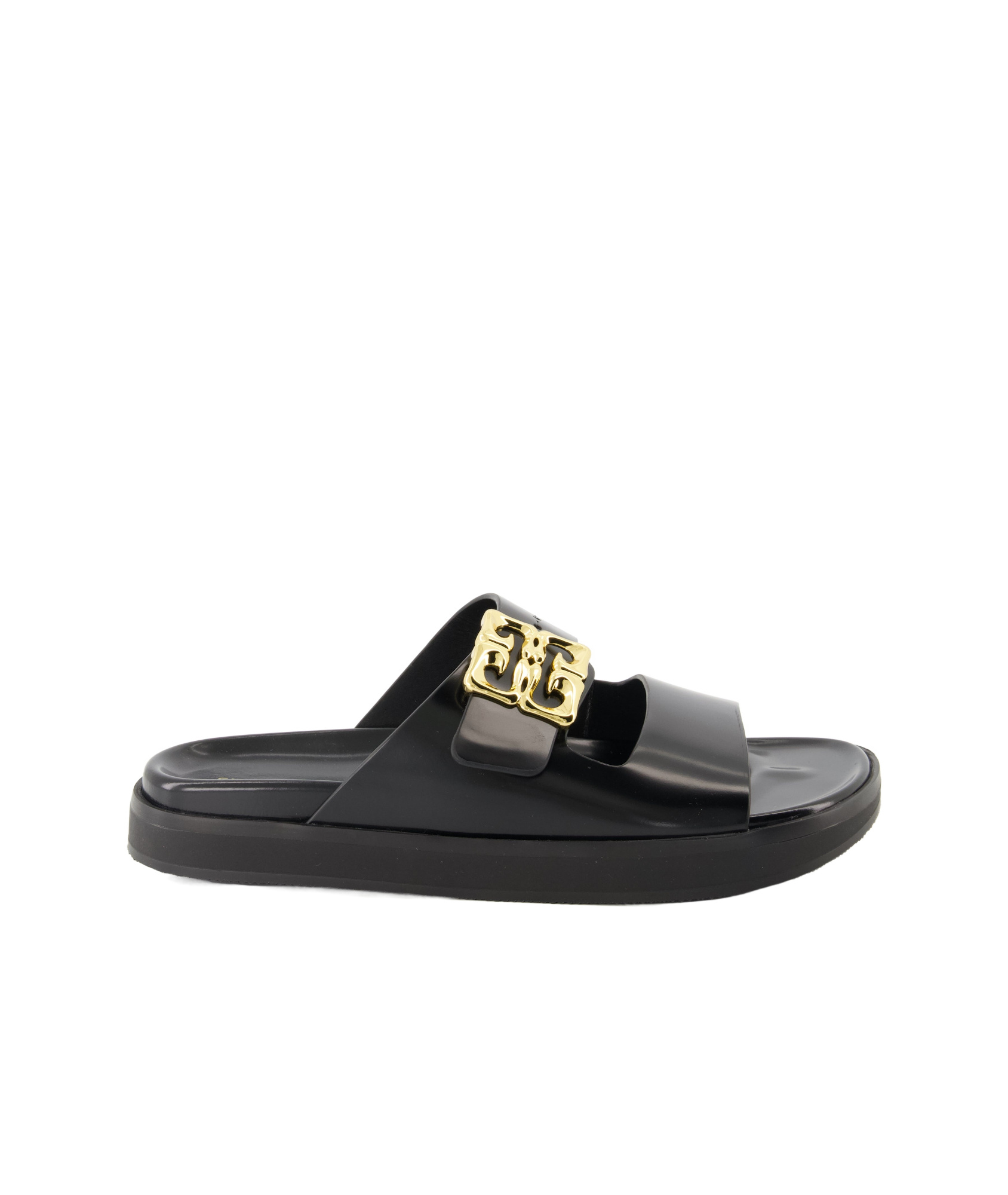 Givenchy Liquid Dad Leather Slides With 4g Hardware In Black