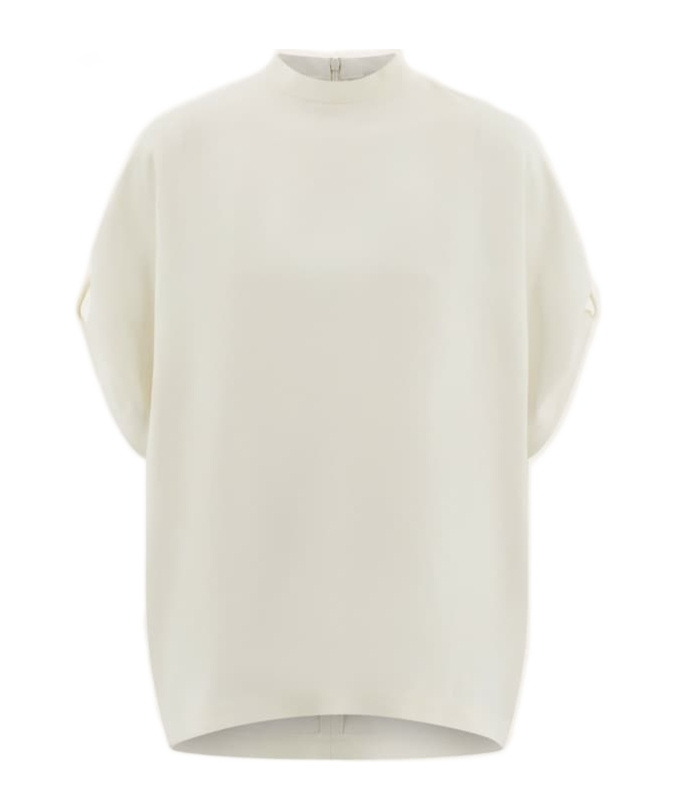 Ferragamo Crew Neck T-shirt With Turned Up Sleeve In White