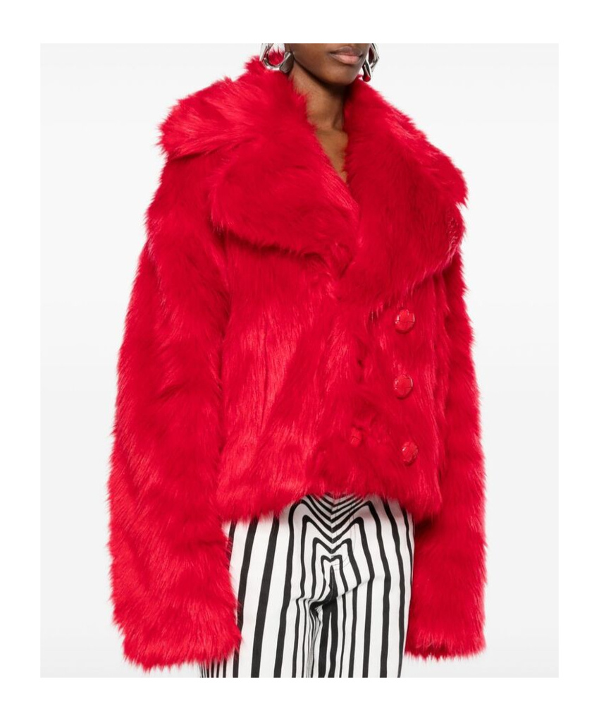 Dsquared2 Double-breasted Faux-fur Jacket In Red