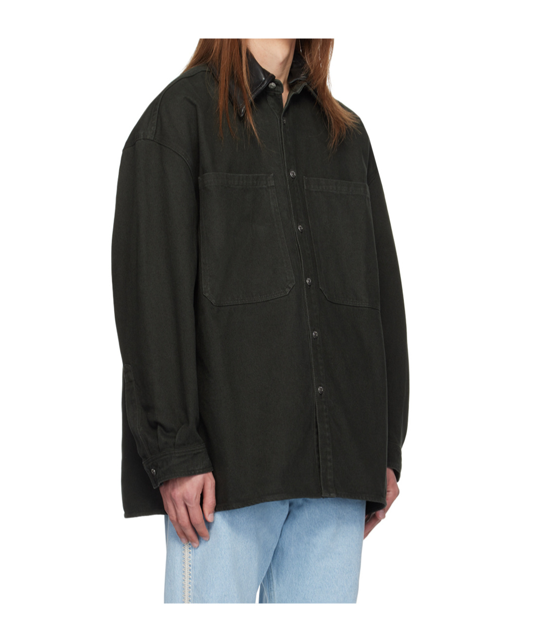 Nanushka Detachable-collar Denim Jacket In Black
