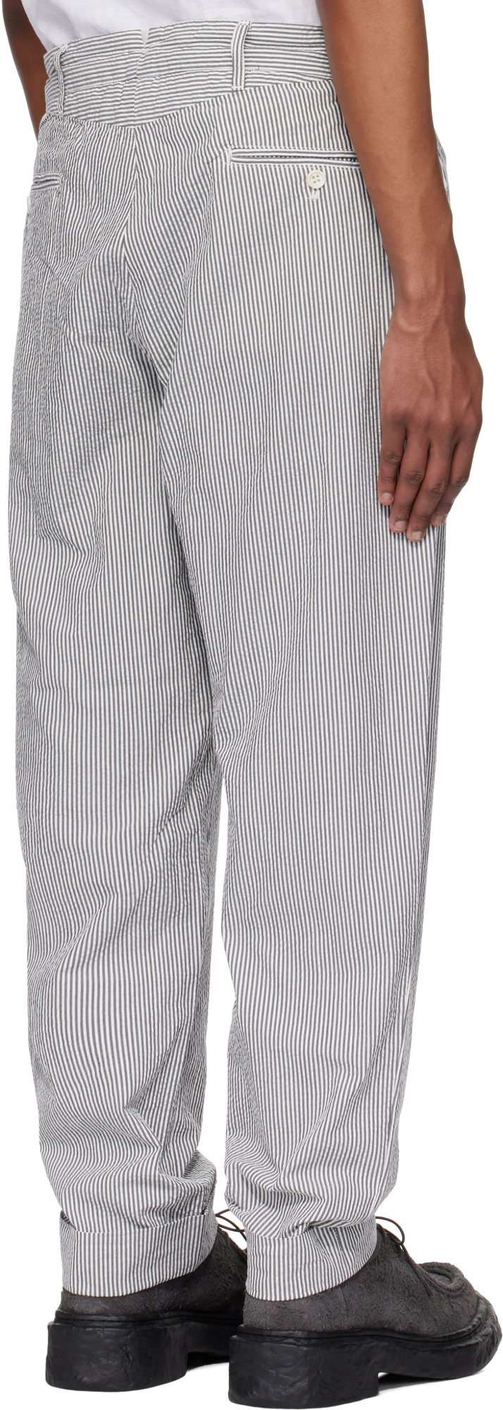 Engineered Garments Navy & White Andover Trousers In Navy Blue/white
