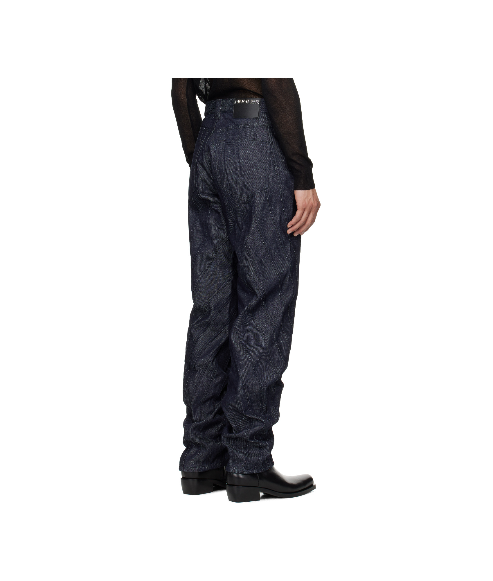 Mugler Blue Spiral Baggy Jeans In Gray