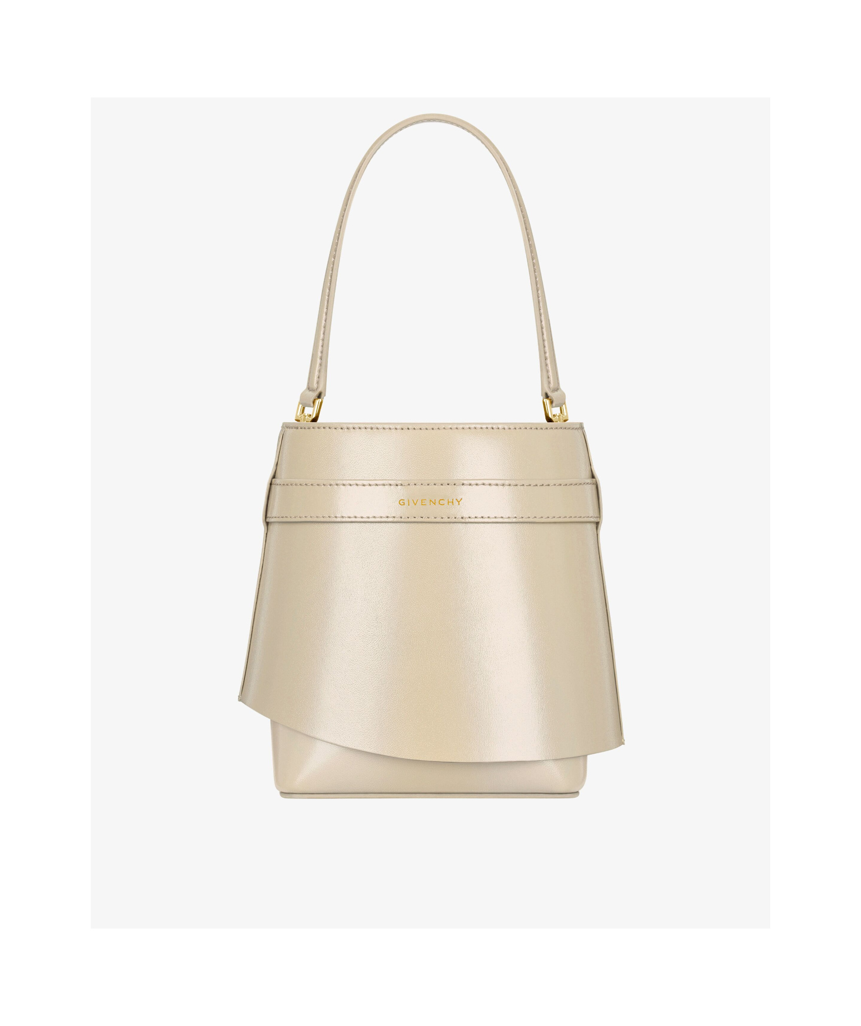 Givenchy Medium Shark Lock Leather Bucket Bag In Nude