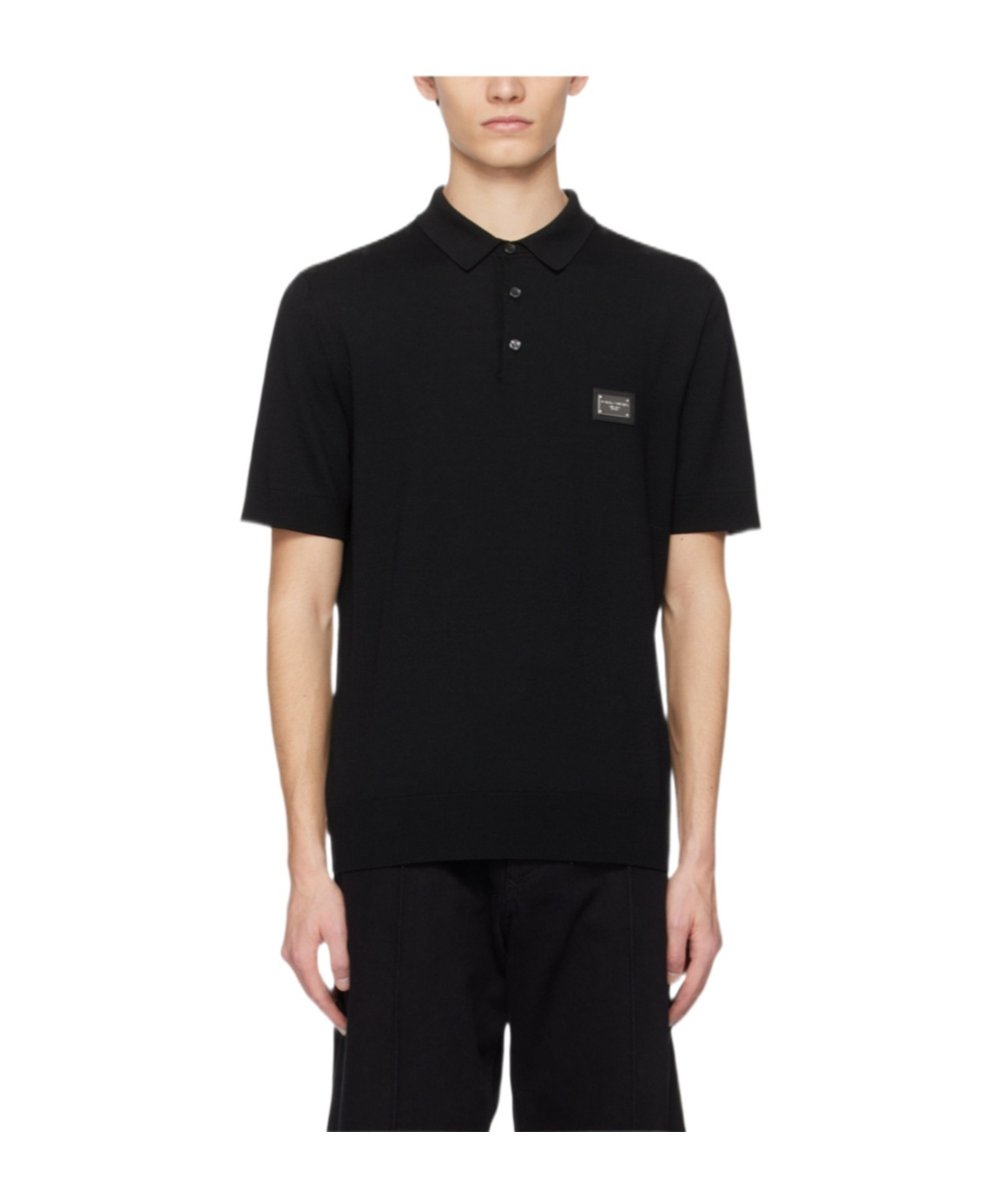 Dolce & Gabbana Short-sleeved Wool Polo Shirt In Black