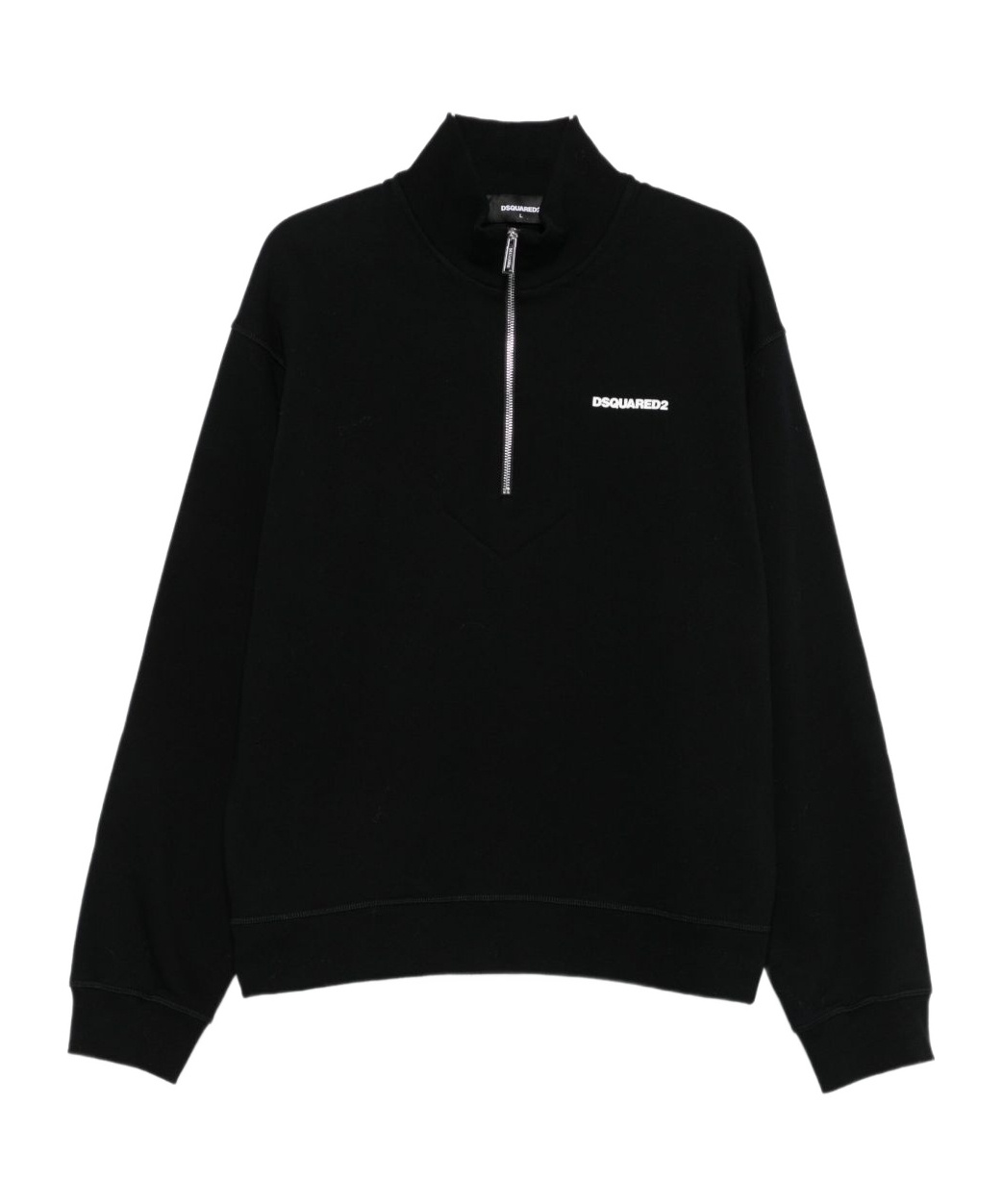 Dsquared2 Black High Neck Sweatshirt With Lettering Logo On The Front In Cotton Man In Black