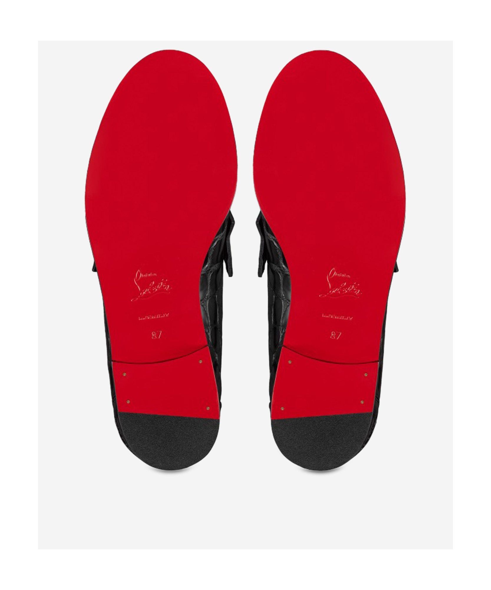 Christian Louboutin Donna Croc-embossed Leather Penny Loafers In Black