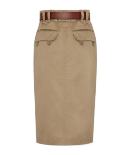 Saint Laurent Jupe Saharienne Gabardine De Coton Mercerisee In Nude