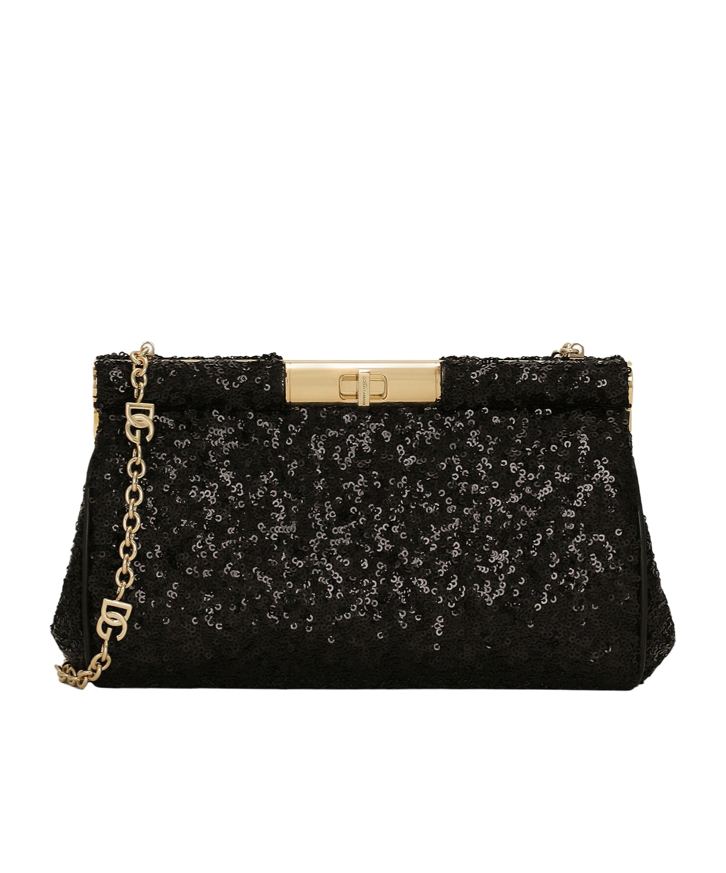 Dolce & Gabbana Sequined Clutch Bag In Black
