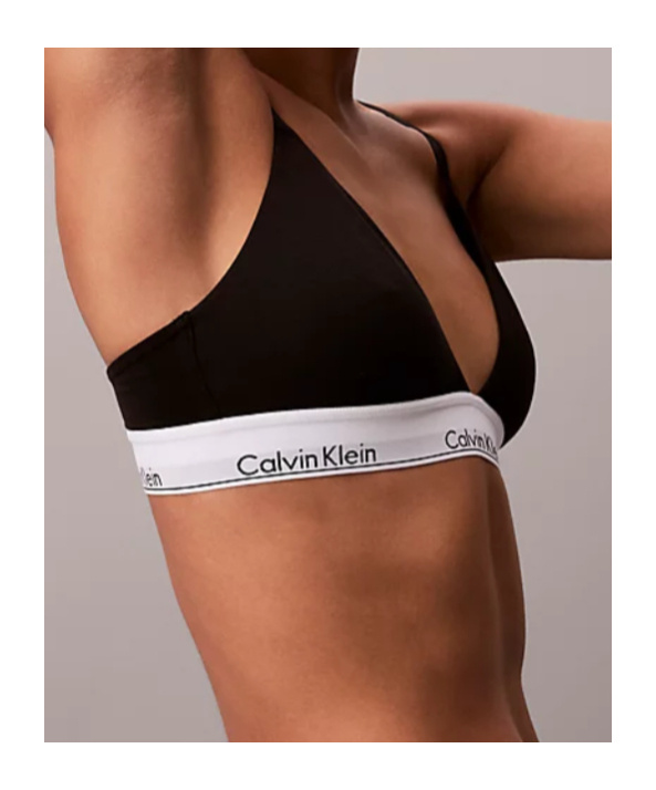 Calvin Klein Lightly Lined Triangle Bralette - Icon Cotton Modal In Black