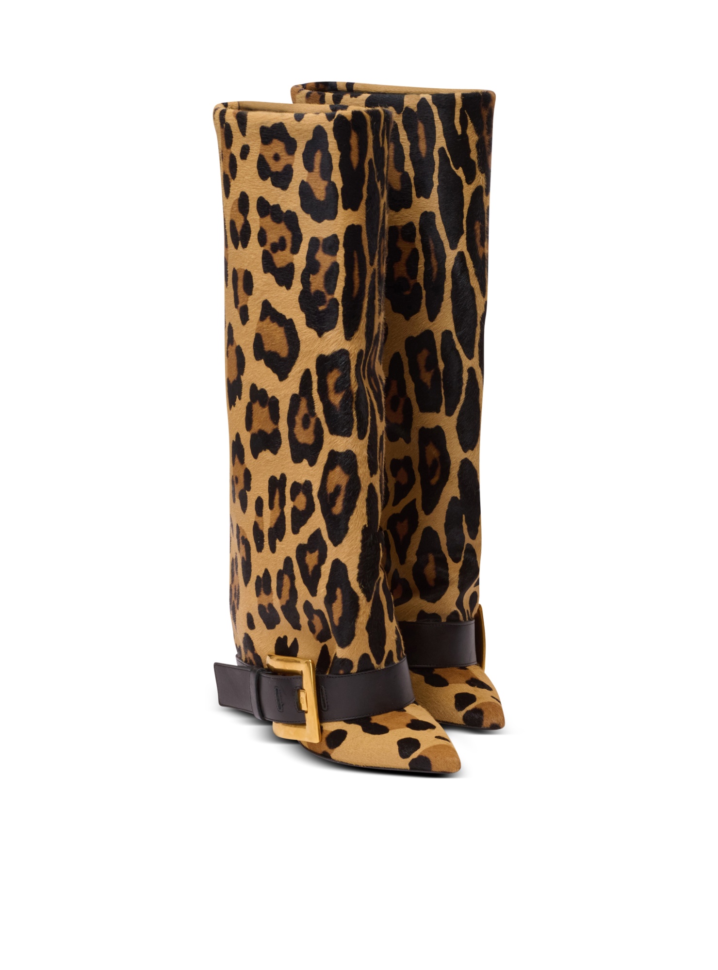 Balmain Anthem Leopard-print Pony Knee-high Boots In Animal Print