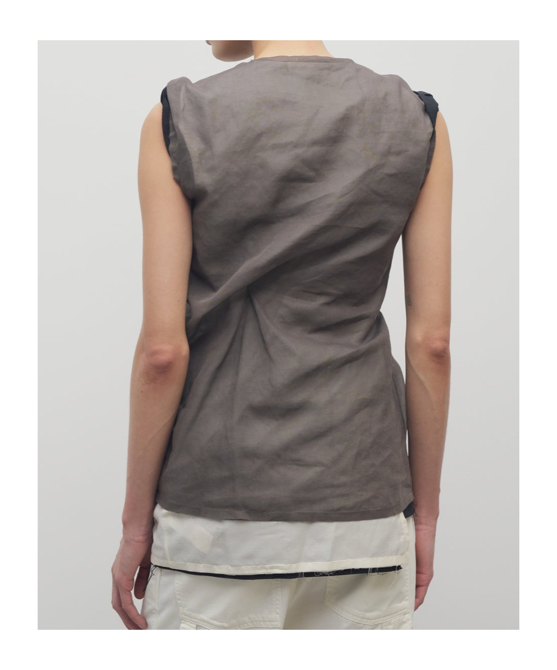 The Row Inawa Draped Layered Sleeveless Top In Brown