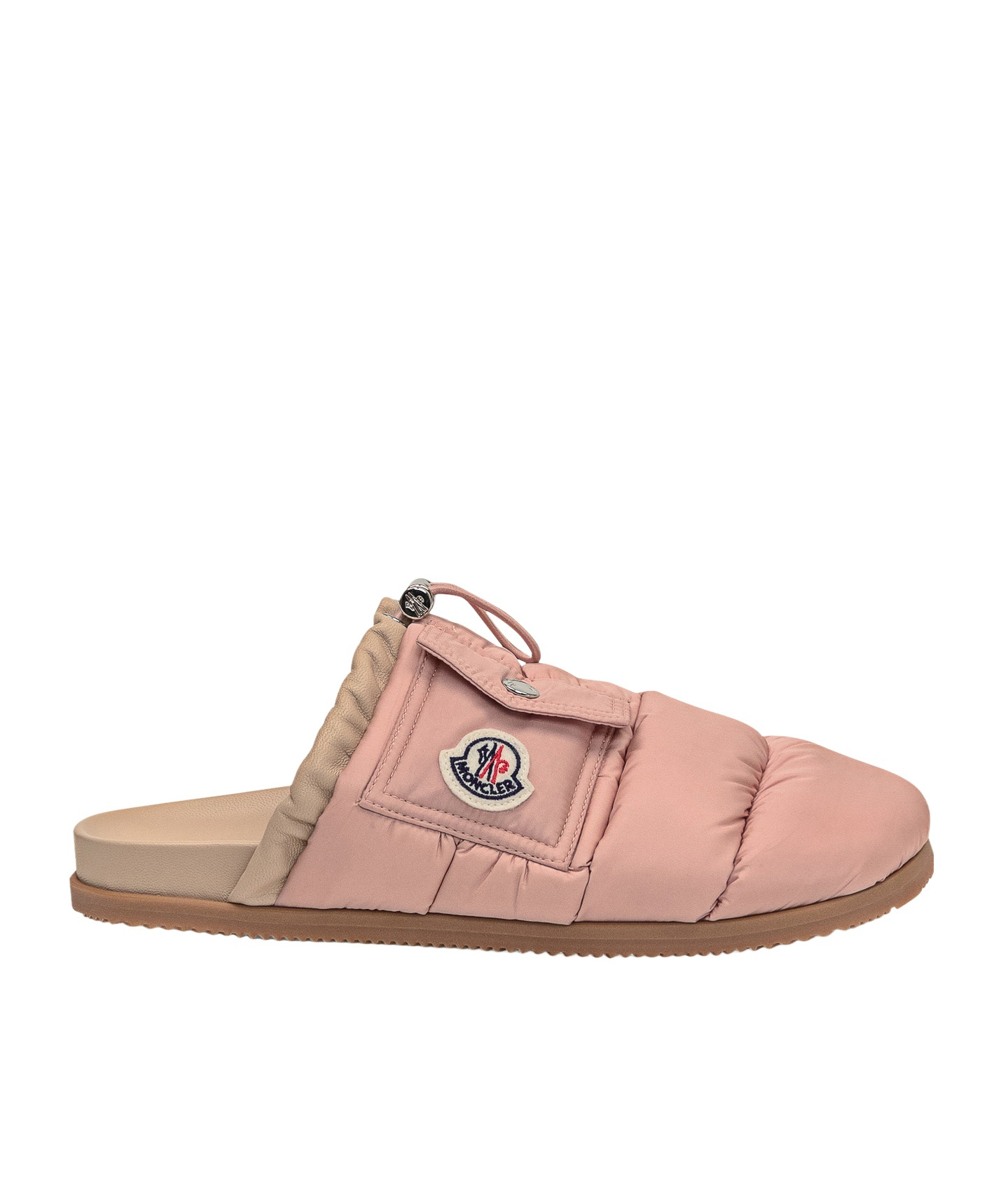 Shop Moncler Logo Slippers In Nude