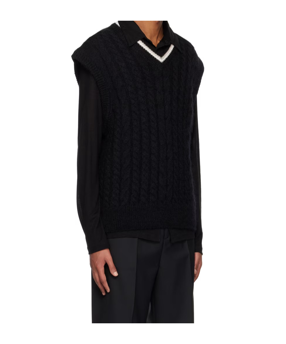 Filippa K Cable Knit Mohair Blend Vest In Black