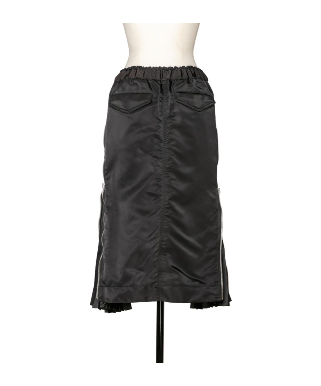 Sacai Insulated Nylon Twill Midi Skirt In Black