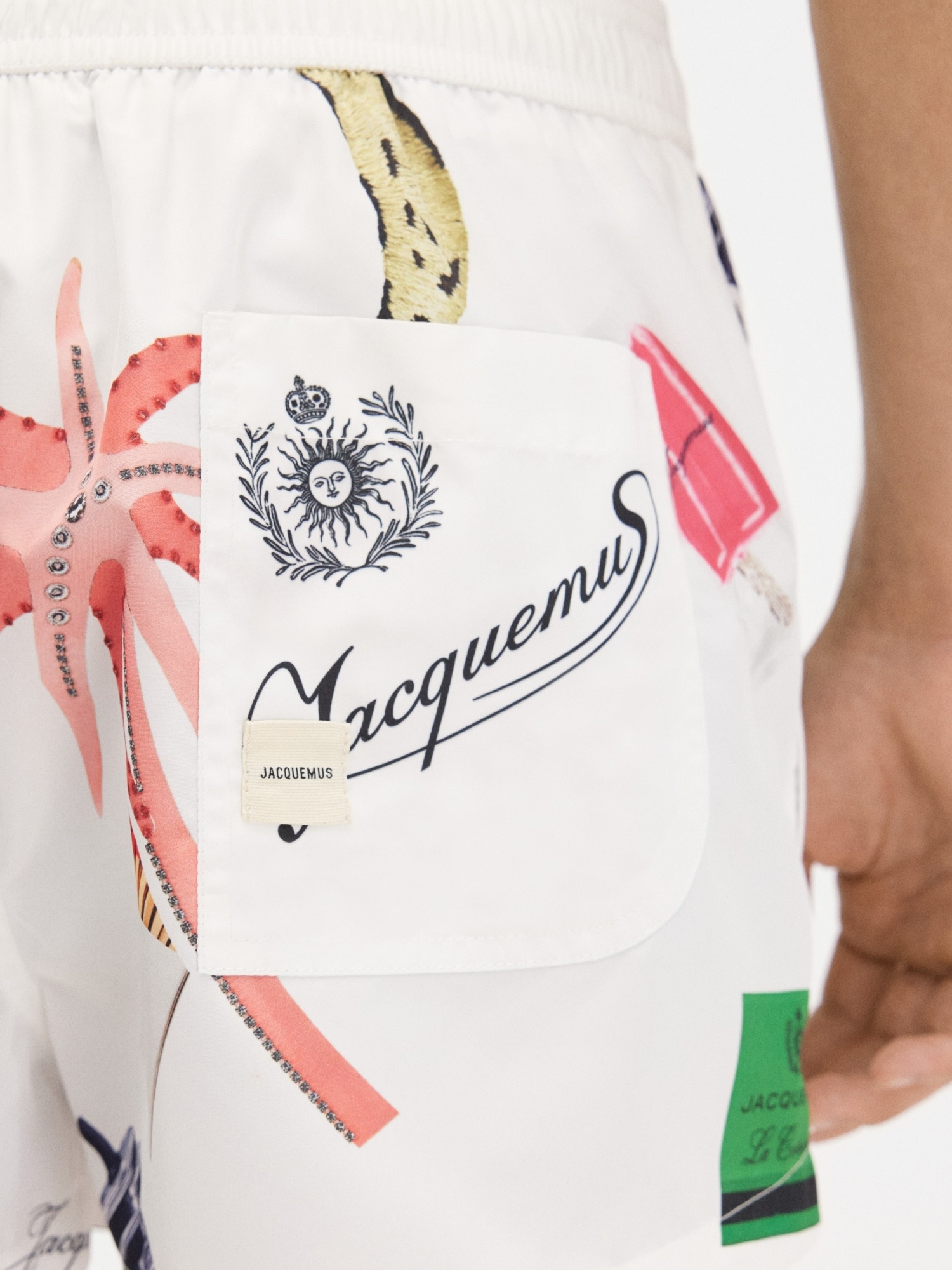 Jacquemus Le Maillot Puntini Swim Shorts In Off White