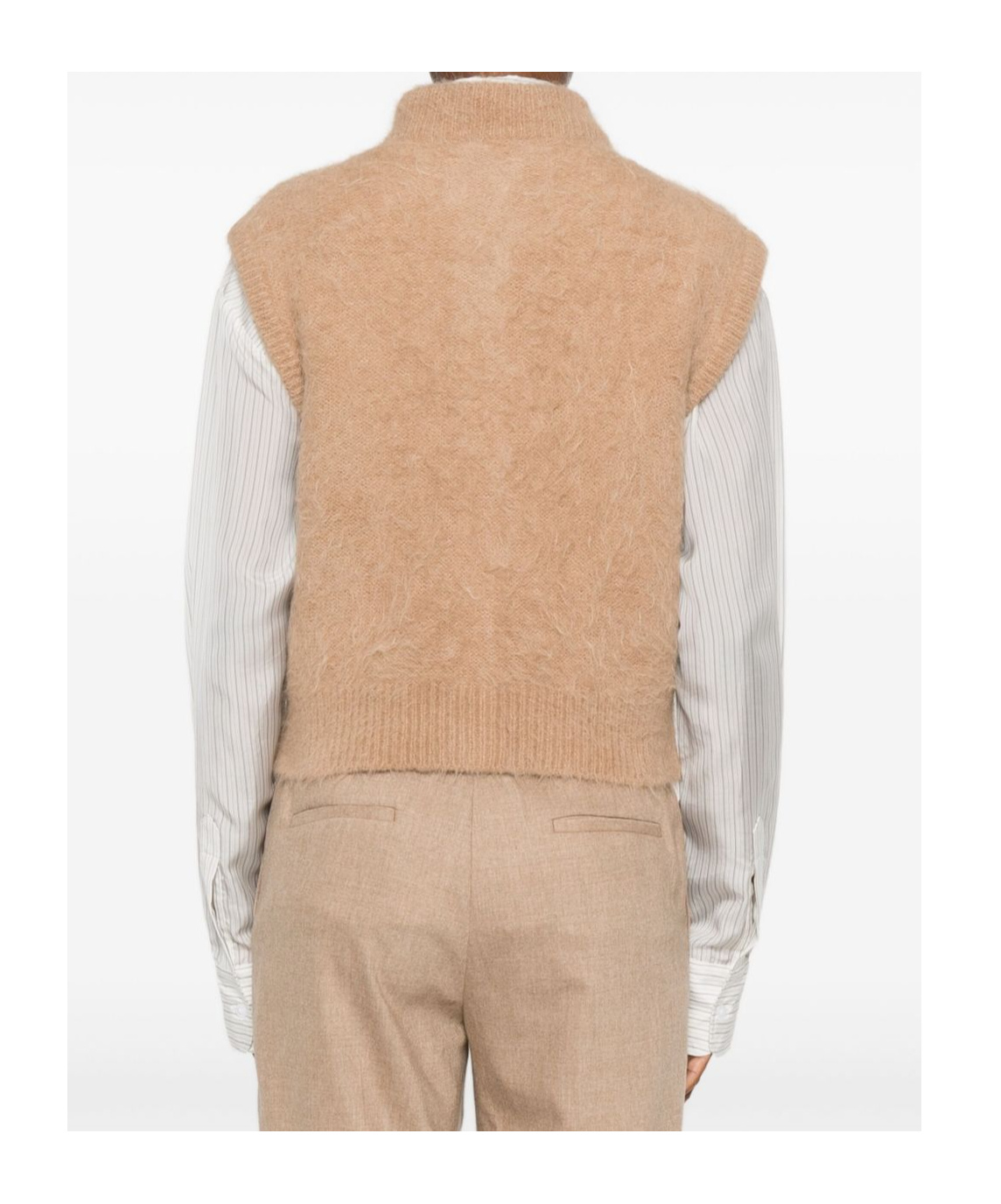 Antonelli Button-down Ribbed Vest In Brown