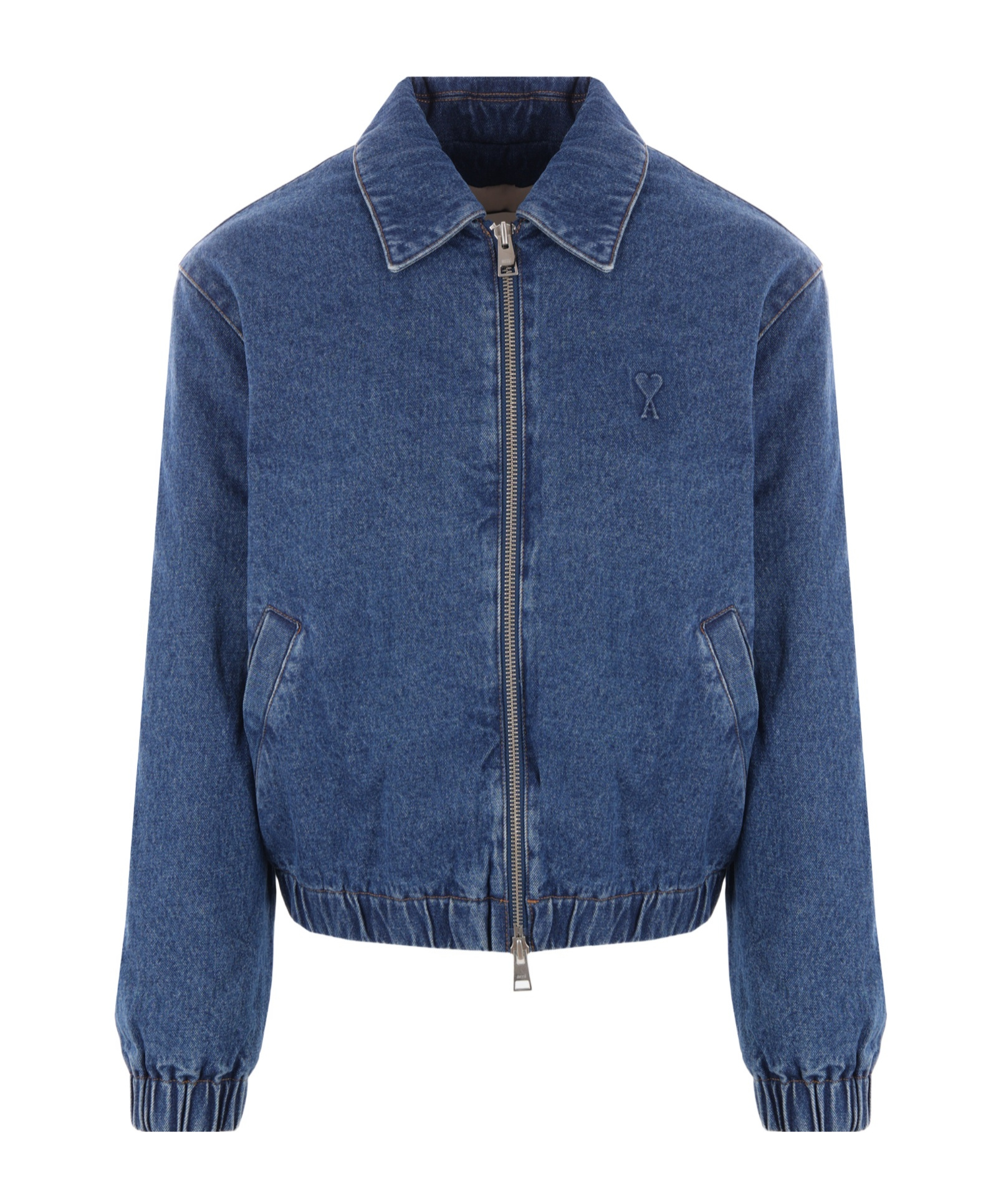 AMI ALEXANDRE MATTIUSSI AMI PARIS AMI DE COEUR ZIPPED DENIM JACKET 