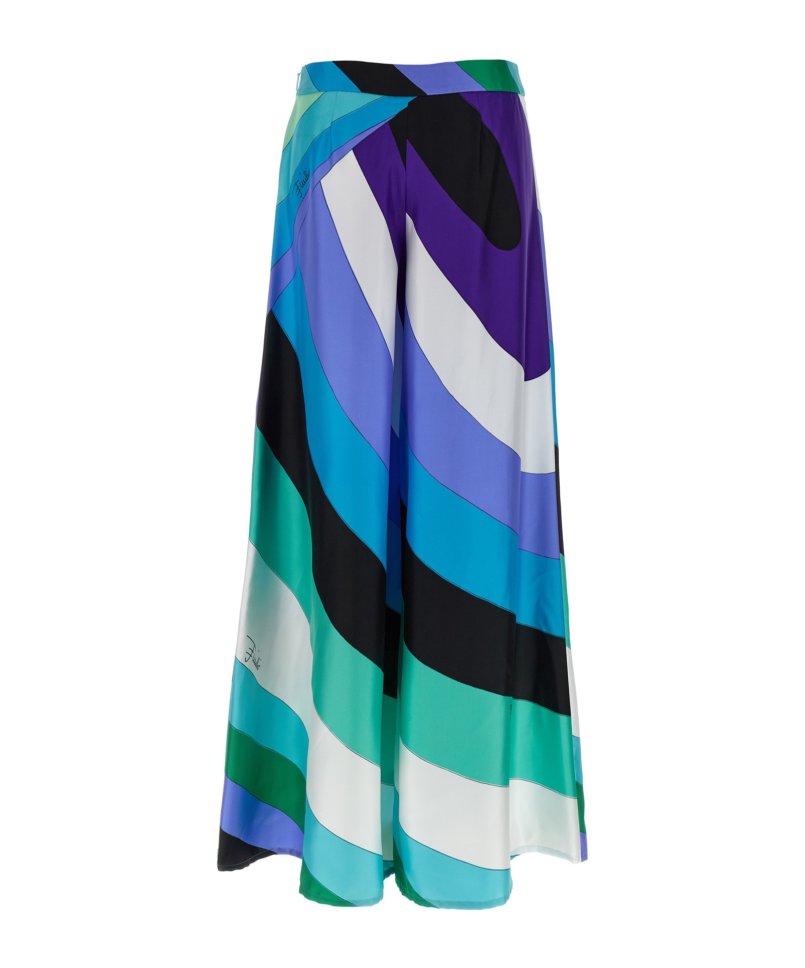 Pucci Iride Macro-print Silk Trousers In Verde Lilla In Multi