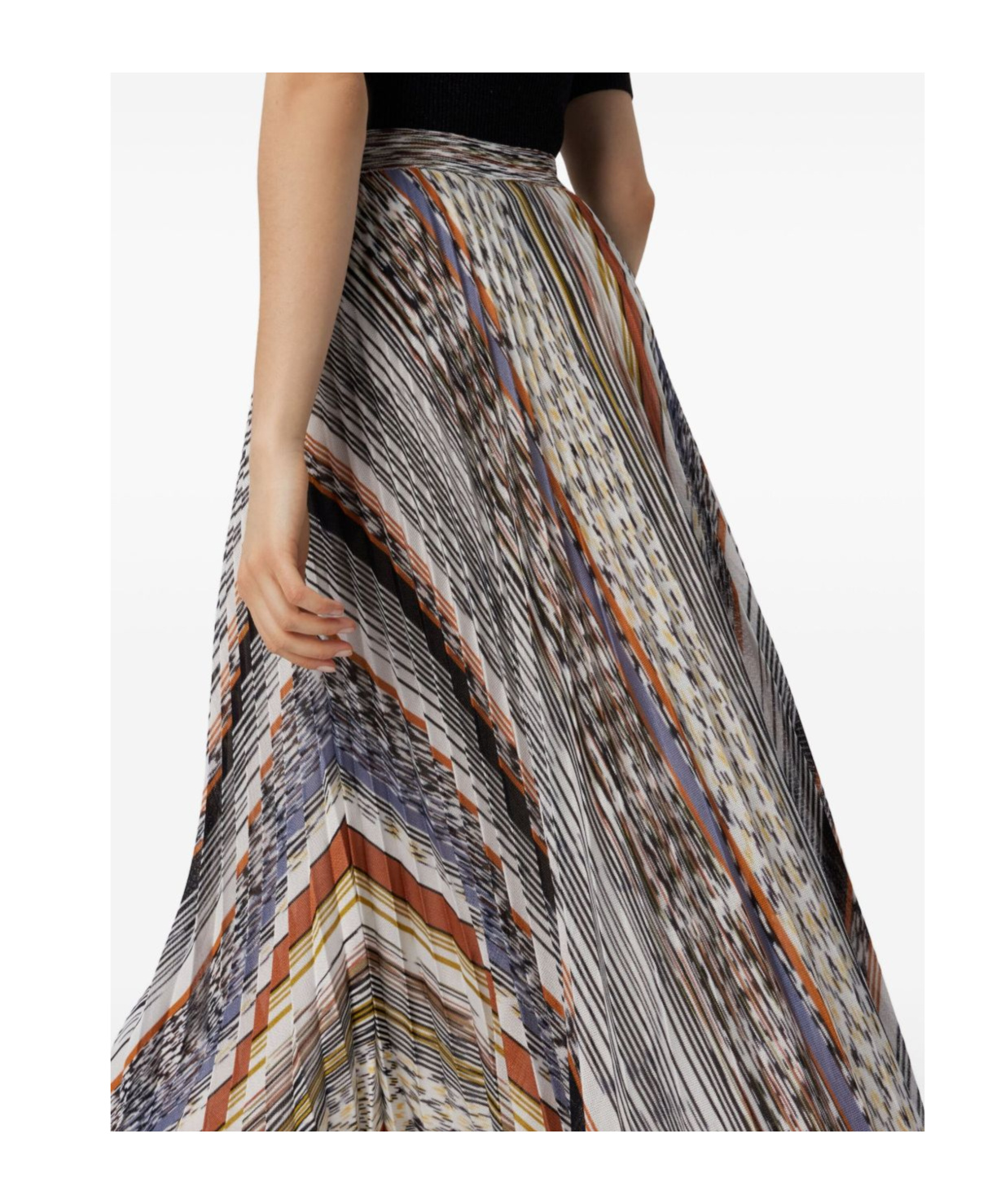 Missoni Pleated Knit Midi Skirt In Multi