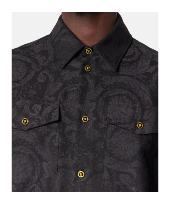 Versace Gray Barocco Jacquard Overshirt