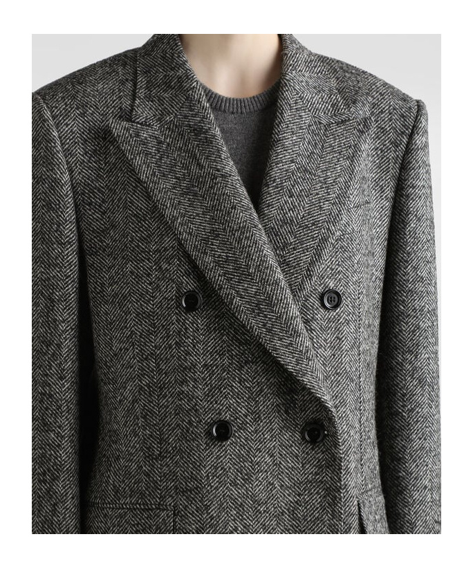 Dolce & Gabbana Double-breasted Herringbone Jacket With Animal Print Lining Clothing In Gray