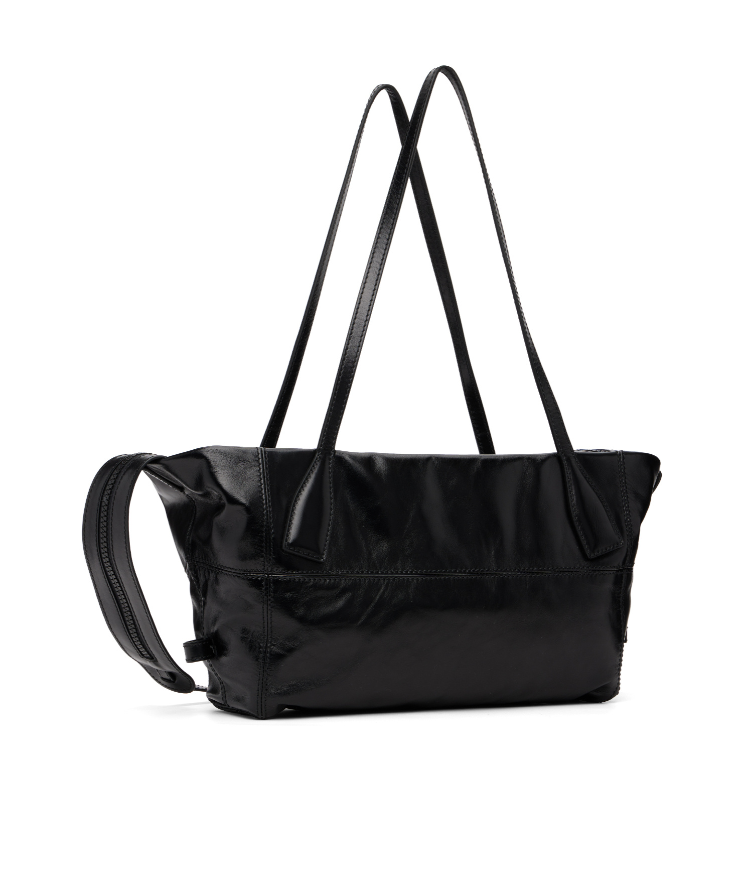 Balmain Small Track Zips Leather Shoulder Bag In Black