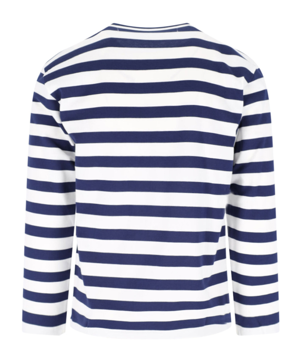 Comme Des Garçons Play Emblem Striped T-shirt With Rhinestones