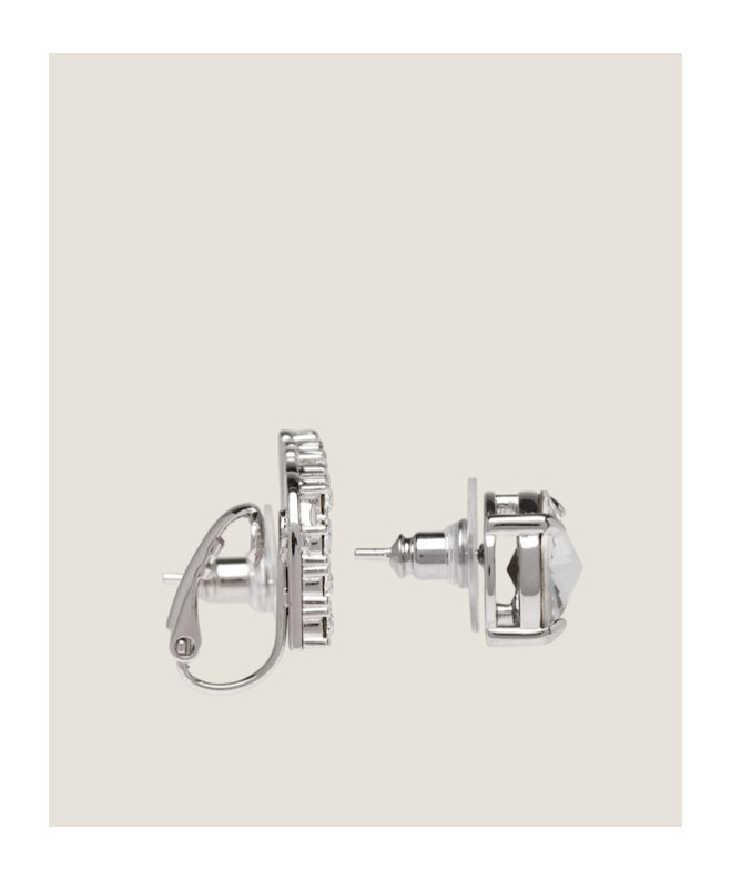 Miu Miu Asymmetric Crystal Earrings In Gray