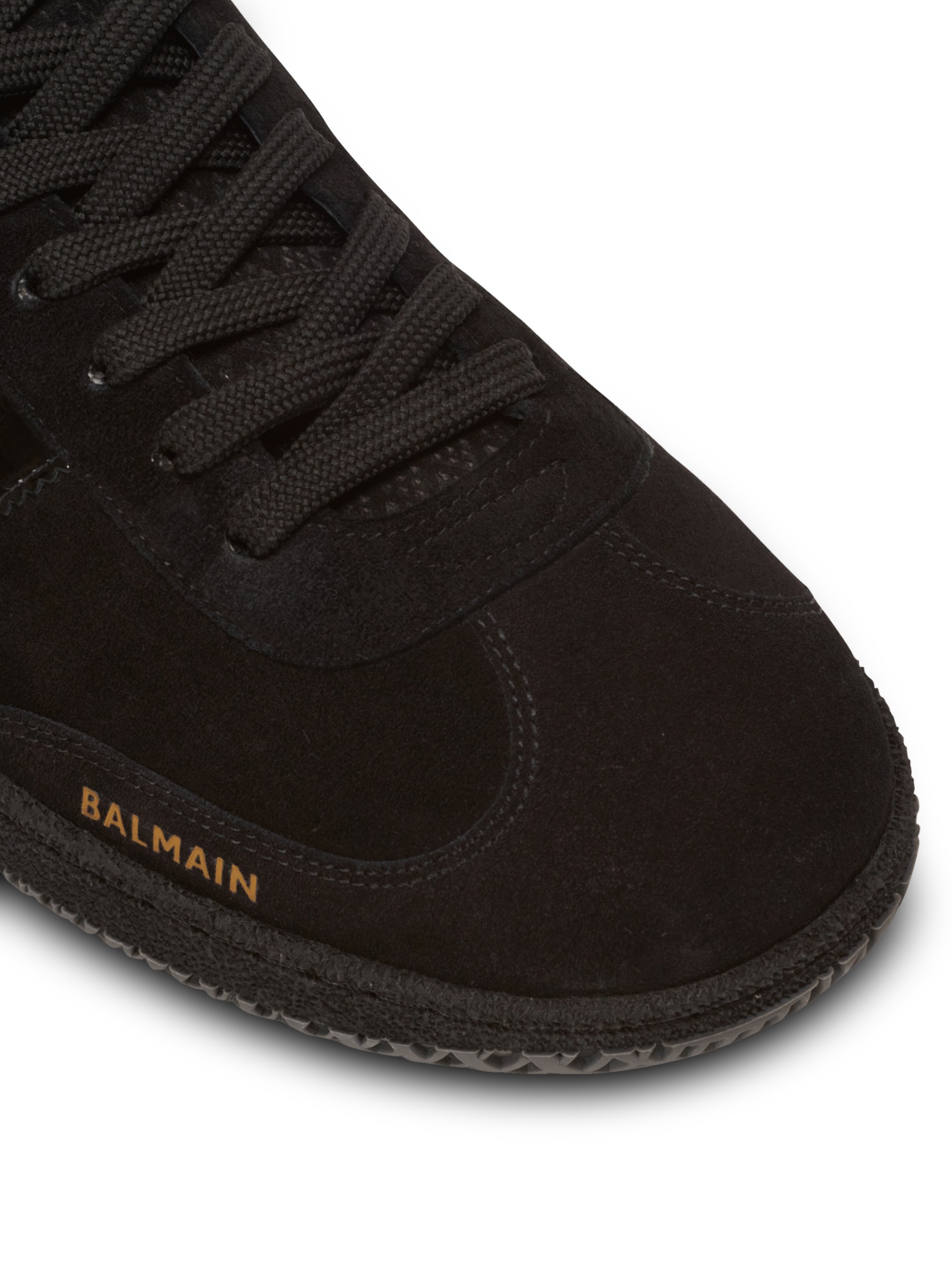 Balmain Swan Suede Low-top Sneakers In Black
