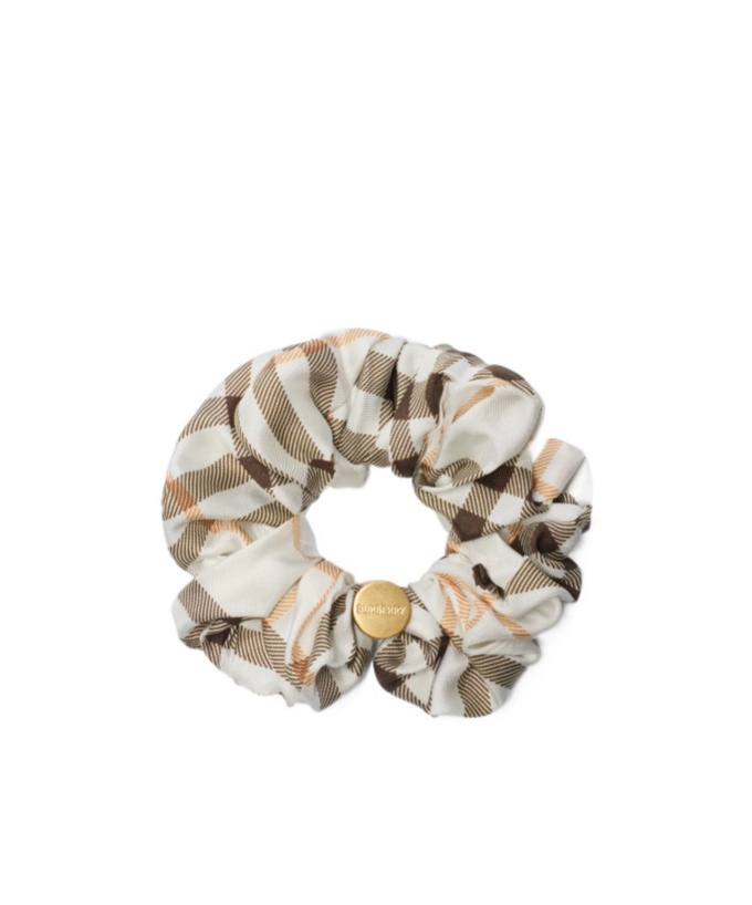 Burberry Check Silk Scrunchie In Brown