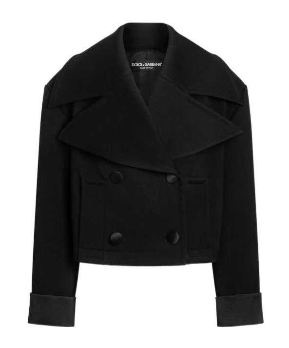 Dolce & Gabbana Double-breasted Cropped Jacket In Black