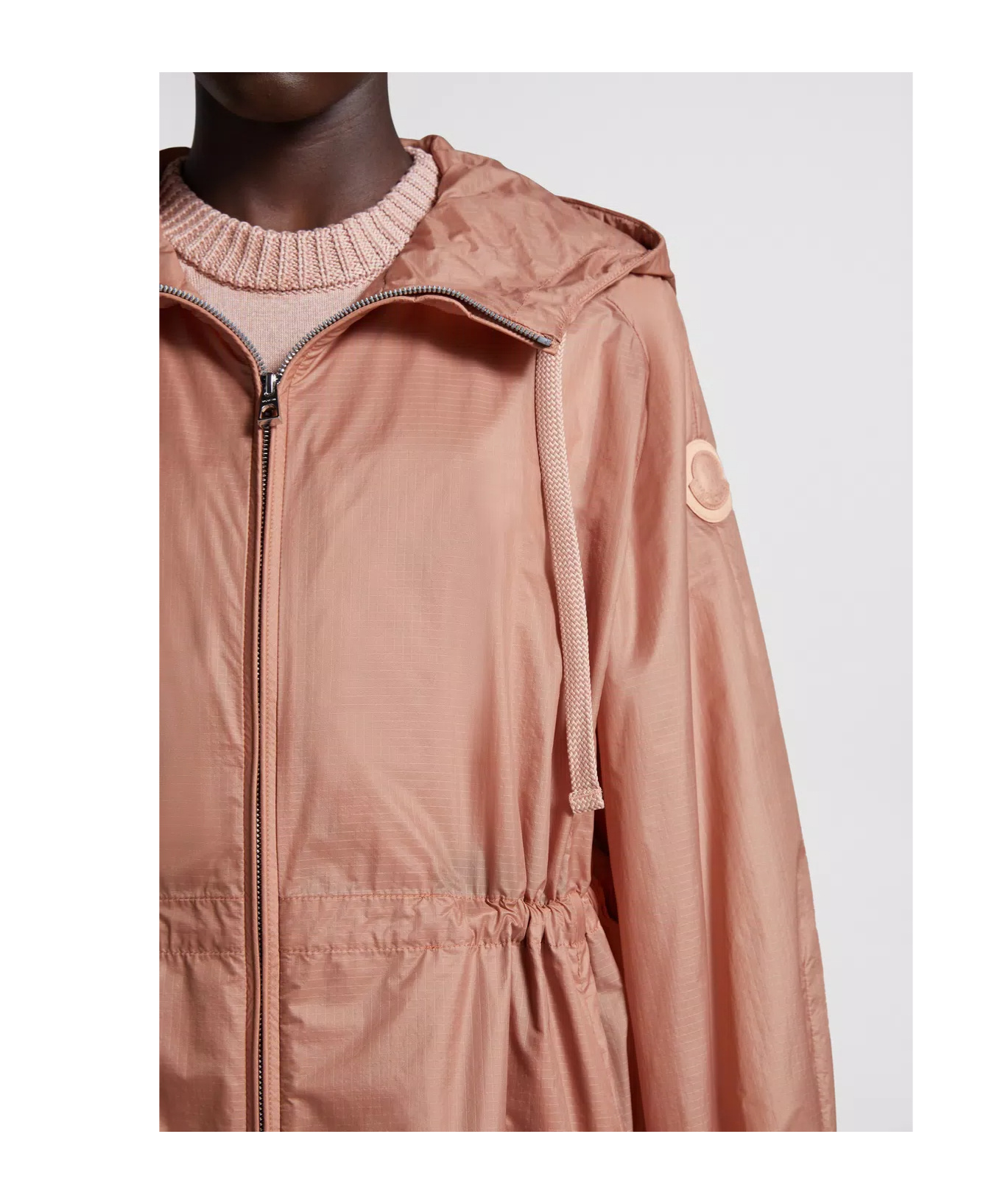 Moncler Airelle Hooded Ripstop Coat In Brown