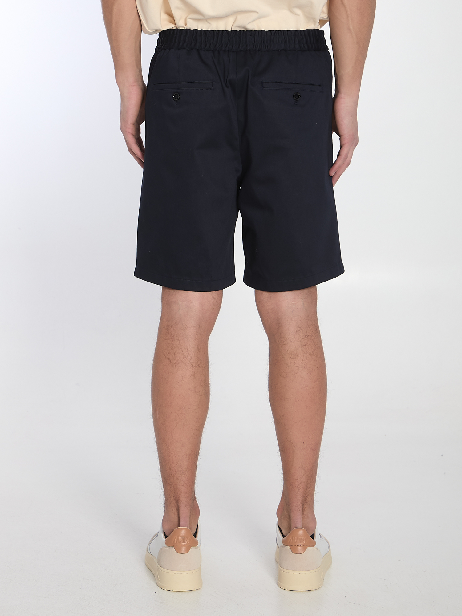 Shop Ami Alexandre Mattiussi Ami Paris Elastic Waist Bermuda Shorts In Black