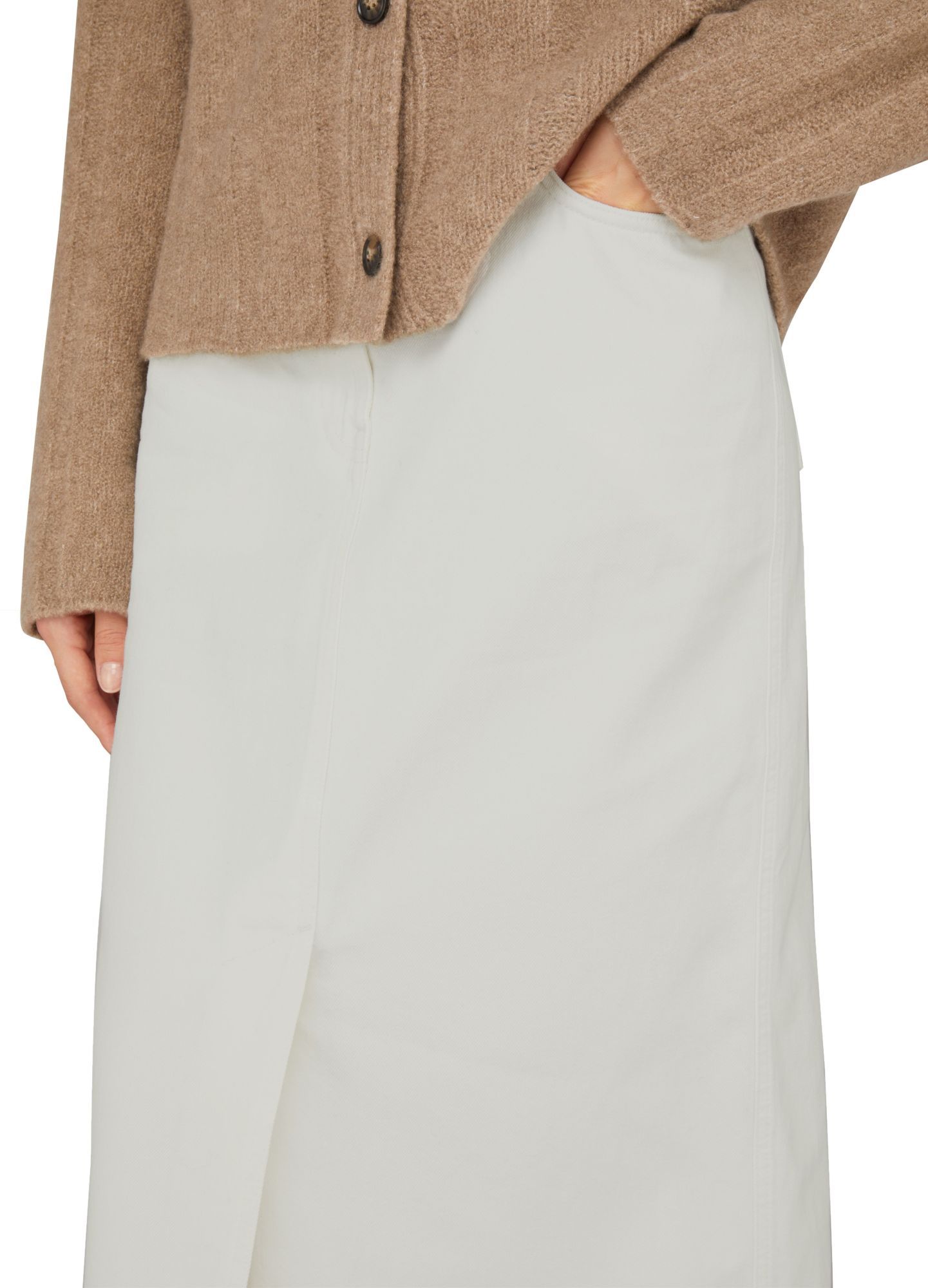 Loulou Studio Straight-cut Mid-length Denim Skirt In White