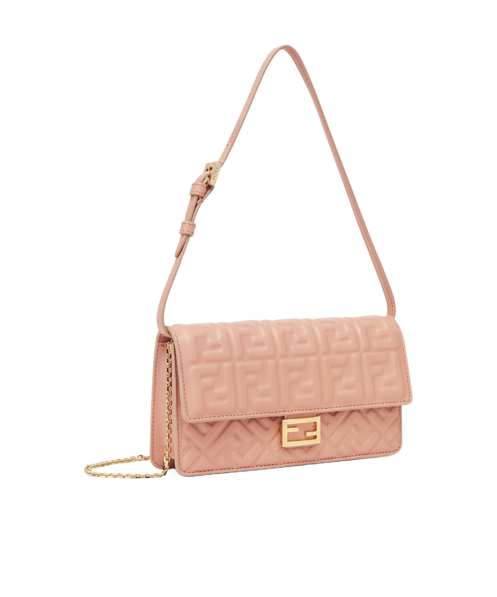 Fendi Chain Rectangular Shoulder Bag In Nude